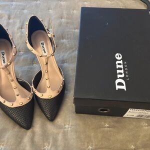 Dune London Black and Beige Studded Heels